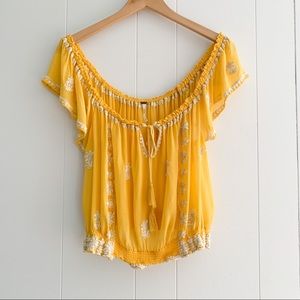 Free People Embroidered Sheer Boho Blouse